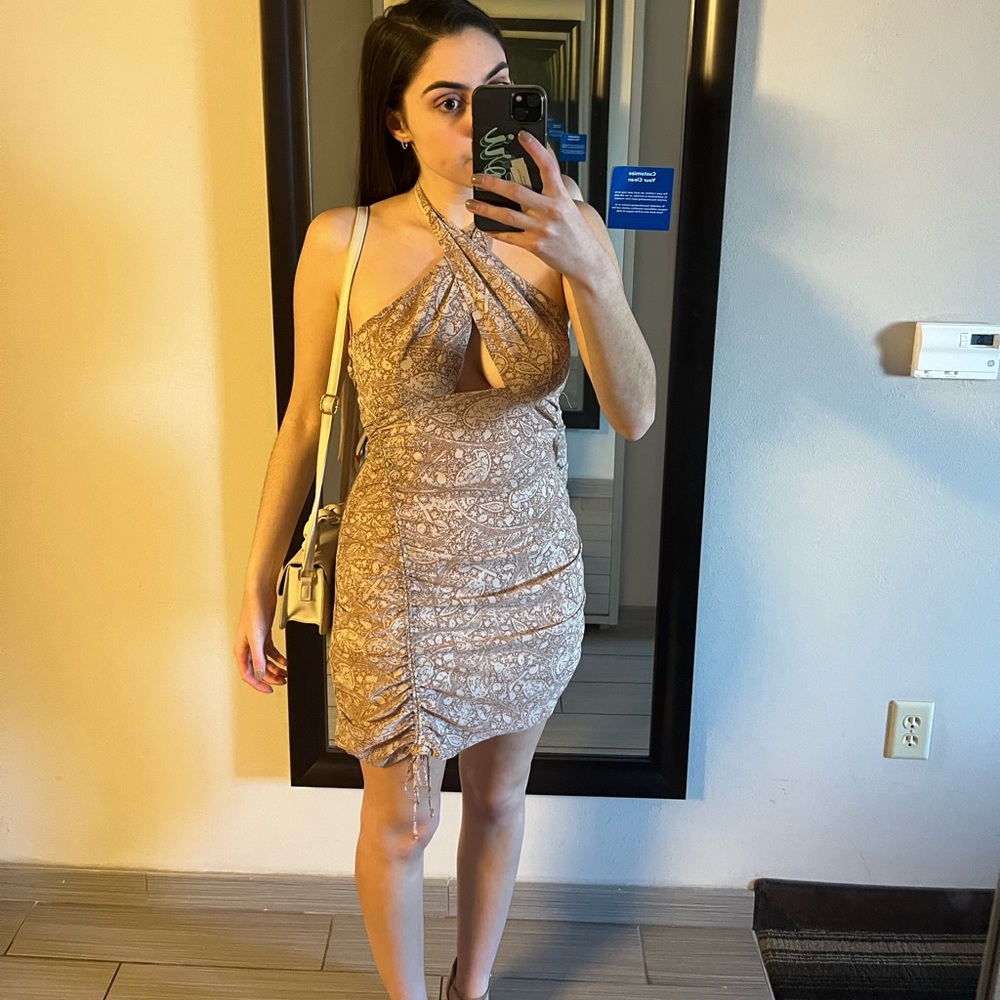 Champagne Halter Tie Dress